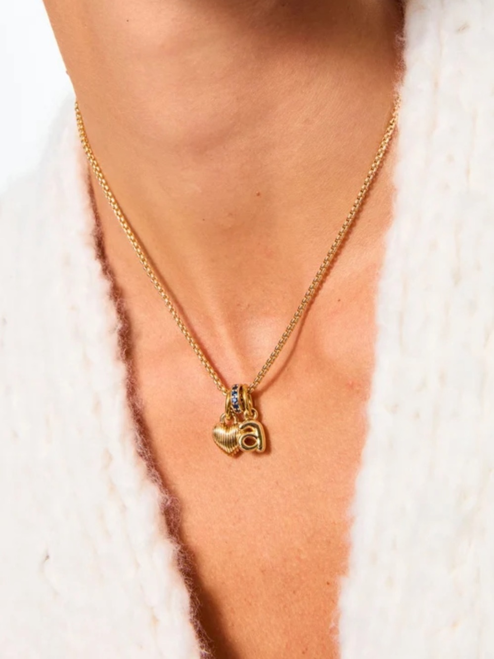New Roxanne Assoulin Gold Tone Heart & 'b' Charm Necklace - Picture 8 of 8